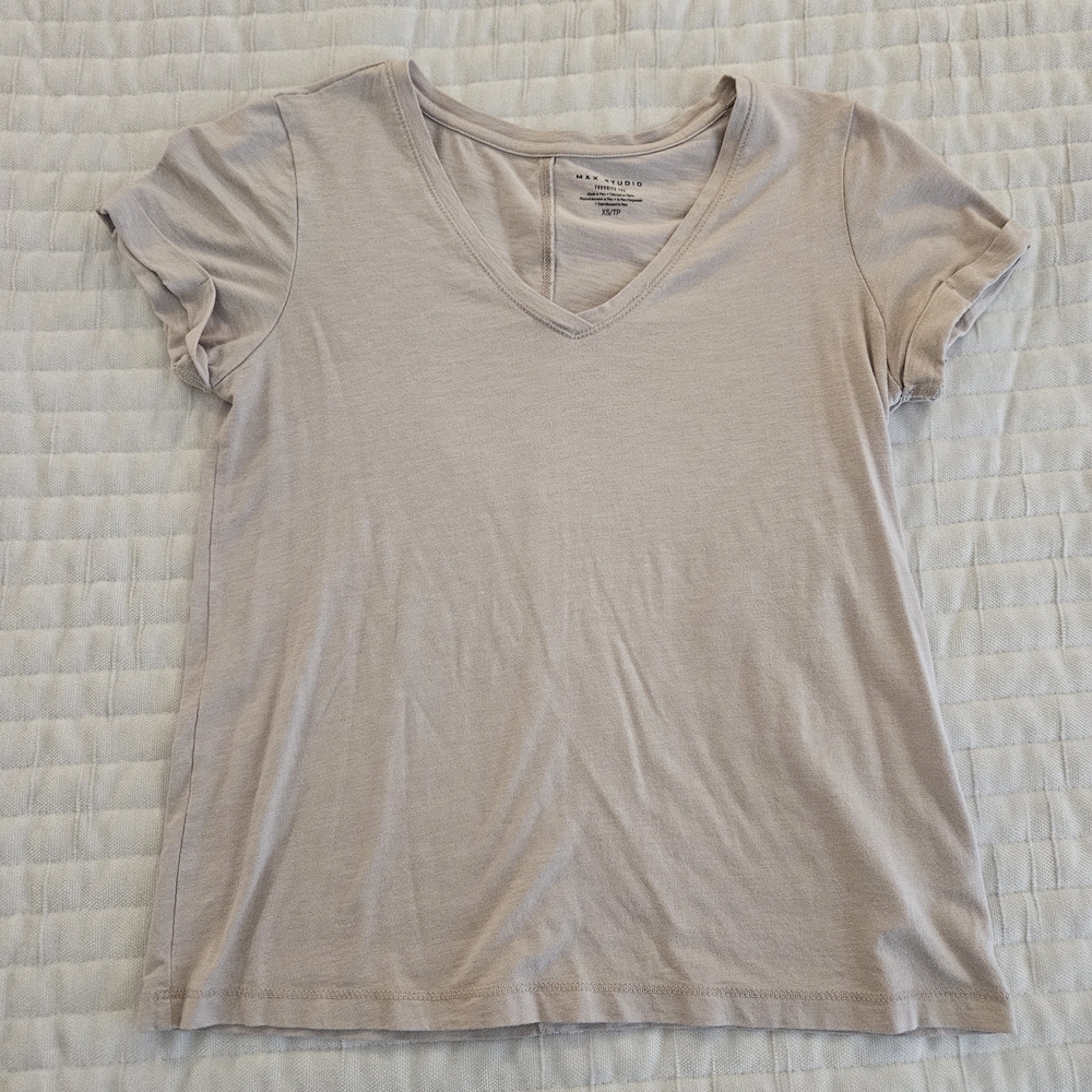 Max Studio Beige Short Sleeve Tee